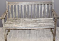 A teak garden bench, L126cm