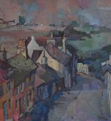 Warren Storey RWA (1924-2008) oil on board ‘The Hovis Street' (Gold Hill, Shaftesbury, Dorset),