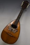 Alfonso Moretti Napolese 19thC mandolin with butterfly decoration to pick guard, in original case