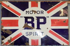 Vintage enamel advertising sign 'BP Motor Spirit', 122 x 183cm PLEASE NOTE this lot is located at