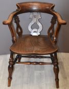 19thC elm seated arm chair