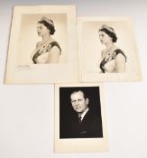 Anthony Buckley three black and white photographic portraits of HM Queen Elizabeth II and HRH Prince