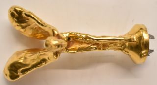 Gold plated Rolls Royce Spirit of Ecstasy car mascot with Rolls Royce Motors Ltd to base, height