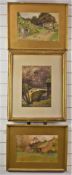 Cyril Ward (1863-1935) three watercolours of pastoral scenes and a waterfall, all signed, one