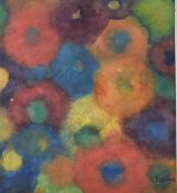 Watercolour study of flowers, indistinctly signed lower right, 34 x 32cm, in metal frame