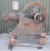 Tangye gas or oil engine with single flywheel, together with sideshaft and a cast Tangye plate