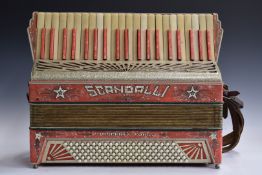 Scandalli 120 bass 1930s Vibrante Four Italian piano accordion in Deco style, with pink perloid