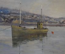 David Rylance (b.1941) oil on board fishing boat Pioneer, signed lower right 50 x 60cm, in wooden