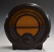 Ekco E K Cole Ltd Art Deco circular Bakelite radio, diameter 40cm