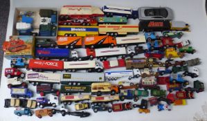 A collection of Corgi, Matchbox and other diecast model vehicles including Kellogg's Grain