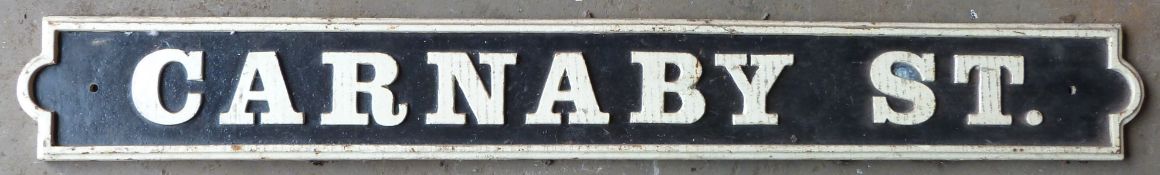 Vintage cast iron road sign Carnaby St., length 111cm PLEASE NOTE this lot is located at and will be