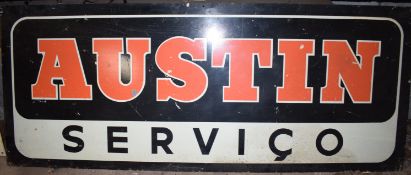 Vintage metal advertising sign 'Austin Serviço', 41 x 103cm PLEASE NOTE this lot is located at and