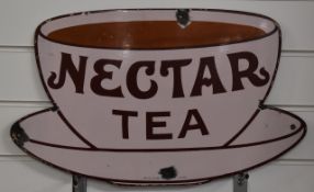 Nectar Tea vintage enamel advertising sign, 32 x 54cm PLEASE NOTE this lot is located at and will be
