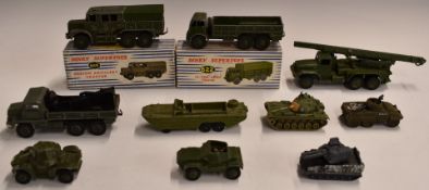 Ten Dinky Supertoys and Corgi Toys diecast model military vehicles including 10-Ton Army Truck 622