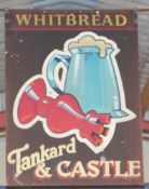 Tankard & Castle double sided pub sign by Whitbread  PLEASE NOTE this lot is located at and will