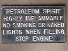 Vintage cast aluminium petroleum spirit sign, 31 x 53cm PLEASE NOTE this lot is located at and