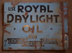 Vintage double sided enamel advertising sign 'Royal Daylight Oil', 46 x 61cm PLEASE NOTE this lot is