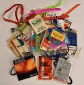 A collection of tour laminates including Tygers Of Pan Tang, Uriah Heep, UFO, John Martyn, Iron