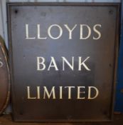 Vintage bronze or similar and enamel advertising sign 'Lloyds Bank Ltd', 71 x 61cm PLEASE NOTE