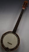 Weltton 'Original' German banjo with four strings and closed back, in original case