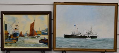 Eric Aldridge (Arlingham, Gloucester artist) two maritime oil on boards, one M V Balmoral, the other