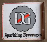 Vintage double sided enamel advertising sign 'DG Sparkling Beverages', 45 x 50cm PLEASE NOTE this
