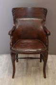 19th or early 20thC upholstered mahogany armchair