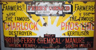 Vintage enamel advertising sign 'Briton Ferry Brand Fertilizer', 61 x 122cm PLEASE NOTE this lot
