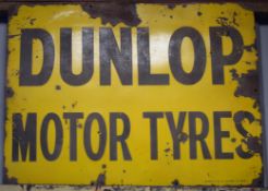 Vintage enamel advertising sign 'Dunlop Motor Tyres', 92 x 122cm PLEASE NOTE this lot is located