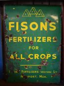 Vintage enamel advertising sign 'Fisons' Fertilizers, Newport Monmouthshire', 76 x 53cm PLEASE