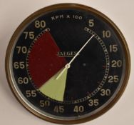 Jaeger 0-8000 vintage car or motorbike rev counter, 6 inches in diameter