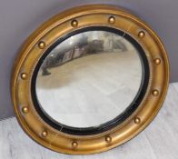 Convex butler's mirror with gilt frame, diameter 63cm