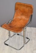 A designer leather and chrome chair, H84cm