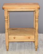 Pine hall table with undershelf and drawer, W55 x D33 x H72cm