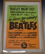 A 1990s reprint 'Beatles Night Out' poster for Tower Ballroom, New Brighton, August 17th