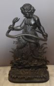 Cast iron umbrella or stick stand with boy holding a snake, H81cm