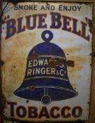 Vintage enamel advertising sign 'Edwards Ringer & Co Blue Bell Tobacco', 102 x 76cm PLEASE NOTE this