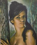 Joseph Henry Lynch retro / kitsch print Tina, 57.5 x 47cm, in white painted frame