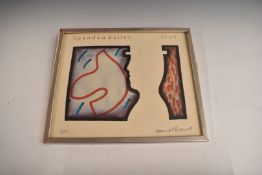 Spandau Ballet True record sleeve design, limited edition 3/60 framed and signed by David Bond,