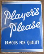 Vintage enamel advertising sign 'Player's Please, Famous for Quality', 76 x 61cm PLEASE NOTE this