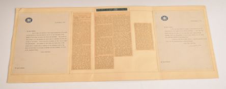 Douglas Hogg, 1st Viscount Hailsham two signed letters on paper embossed with Secretary of State for