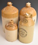 Four stoneware flagons for Shergold and Kimber, Cirencester, Joseph Firkins, Tewkesbury and Upton