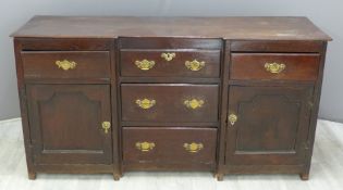 19thC oak breakfront sideboard, W158 x D50 x H80cm