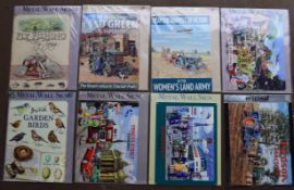 Eight metal advertising signs to include Fordson tractors, British resorts etc, each approximately