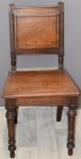 19thC mahogany hall chair