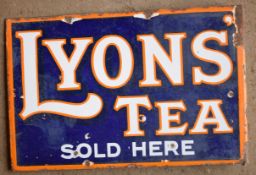 Vintage double sided enamel advertising sign 'Lyons' Tea', 30.5 x 46cm PLEASE NOTE this lot is