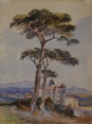Attributed to William Leighton Leitch (1804-1883) watercolour landscape trees and villa in an