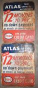 Two vintage double sided 'Esso Atlas' enamel advertising signs, 45 x 36cm PLEASE NOTE this lot is