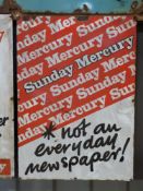 Vintage enamel newspaper advertising sign 'Sunday Mercury', 61 x 43cm PLEASE NOTE this lot is