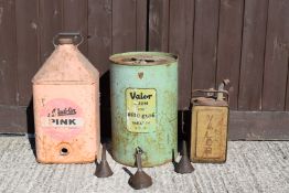 Aladdin Pink paraffin can, Valor drum for Esso Blue and another Valor can  PLEASE NOTE this lot is